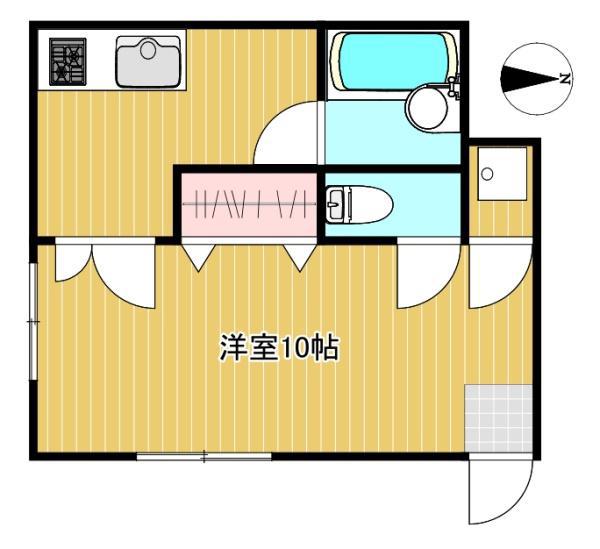 ウイング塩山(1DK/2階)の間取り写真