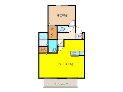 カーサ・リベルテ(1LDK/2階)の間取り写真