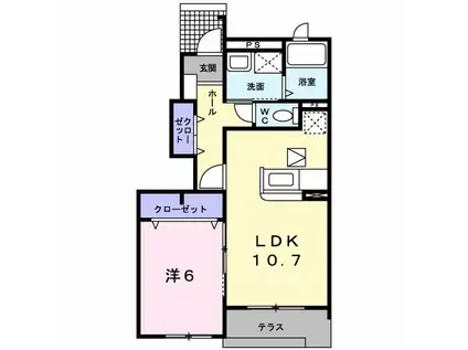 ジェルメ・ミニョン(1LDK/1階)の間取り写真