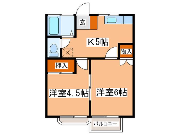 ハイムローザI(2K/1階)の間取り写真