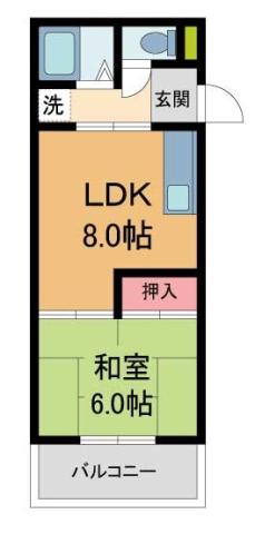 ハイツワイエム(1DK/3階)の間取り写真