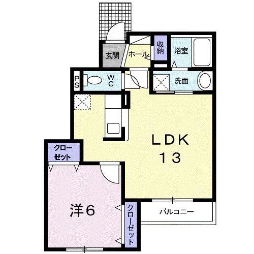 アカシア(1LDK/1階)の間取り写真