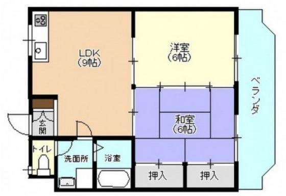 カルチェ田中(2LDK/2階)の間取り写真