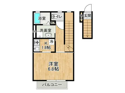 インレット荒川沖2B(1K/2階)の間取り写真