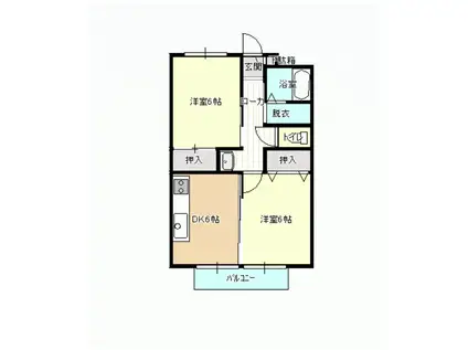 ファインクレスト(2DK/2階)の間取り写真