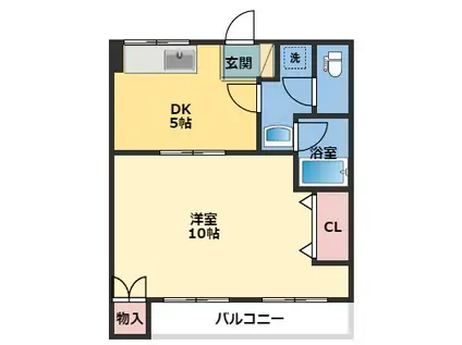 シャトー真間(1DK/3階)の間取り写真