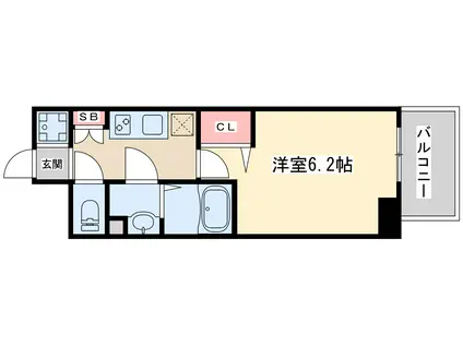 ALIVIS福島海老江(1K/8階)の間取り写真