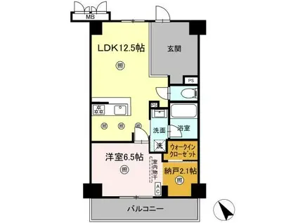 みらいビル(1LDK/8階)の間取り写真