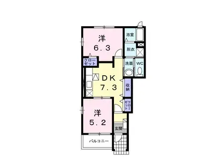 ミニョン・バティマンA(2DK/1階)の間取り写真