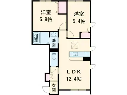 クレスティーク御宇田A(2LDK/1階)の間取り写真