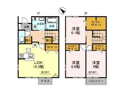 エステート3 野洲市三上(3LDK/1階)の間取り写真
