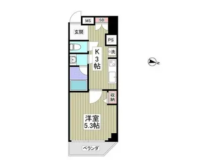 スペランツァ日本橋(1K/3階)の間取り写真
