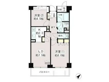 グランフォーレ大森(2DK/2階)の間取り写真