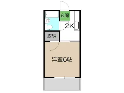 大西コーポII(1K/1階)の間取り写真