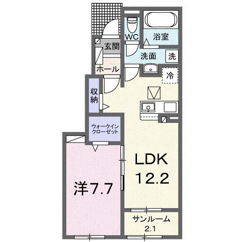 ファミールケイA(1LDK/1階)の間取り写真