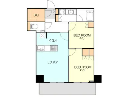 横浜MIDベースタワーレジデンス(2LDK/6階)の間取り写真
