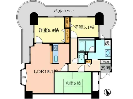 アーバンビュー上八丁堀(3LDK/5階)の間取り写真