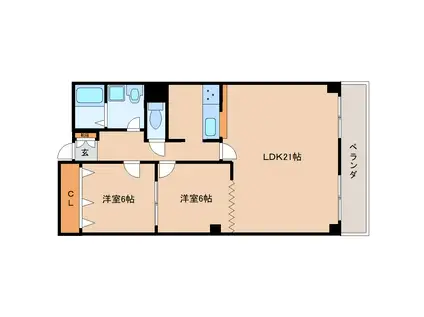 アデレード法隆寺II(2LDK/2階)の間取り写真