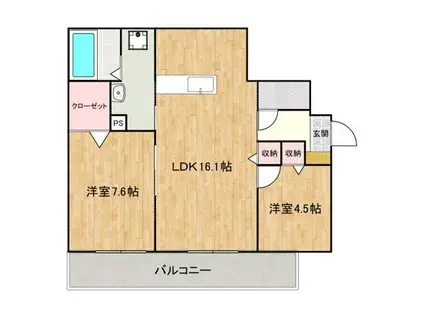 FORT RISE(2LDK/1階)の間取り写真