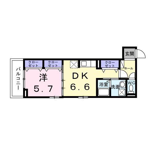 ヒカルサ京都梅津東(1DK/3階)の間取り写真