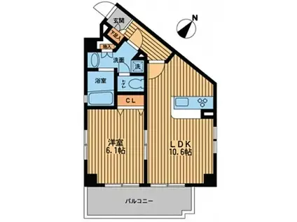 PRIM URBAN 中野上高田(1LDK/1階)の間取り写真