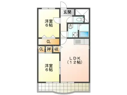 サニーパーク高師(2LDK/3階)の間取り写真