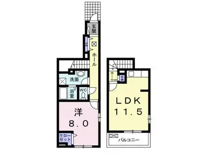 プロムナード倉敷(1LDK/1階)の間取り写真