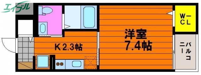 プランドール 十日市(1K/3階)の間取り写真