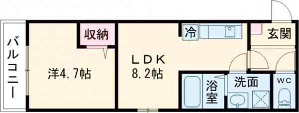 アーバンコート加古川(1LDK/1階)の間取り写真