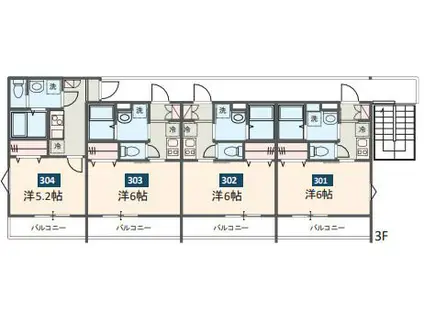 MELDIA大宮II(1K/3階)の間取り写真