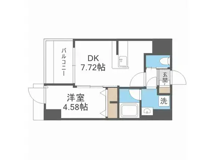 プレジオ難波ASIAN(1DK/6階)の間取り写真