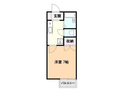 ユウヅキハイム(1K/2階)の間取り写真