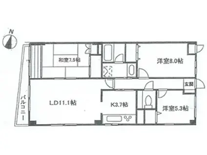 サンテラス高輪 2階(3LDK/2階)の間取り写真