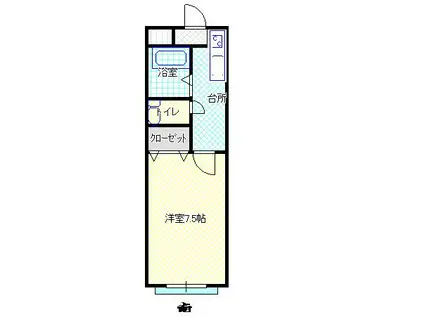 コーポイーストサイド(1K/1階)の間取り写真