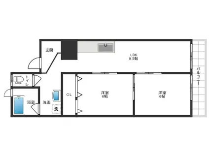 第1マーブルハイツ(2LDK/2階)の間取り写真