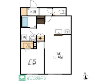 GRAND MERE KAWANA(1LDK/1階)の間取り写真