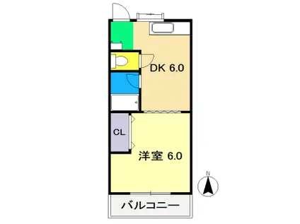 ドリームハウス1(1DK/4階)の間取り写真