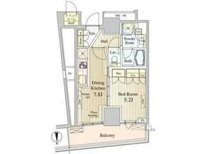 ブリリアタワー池袋(1DK/20階)の間取り写真