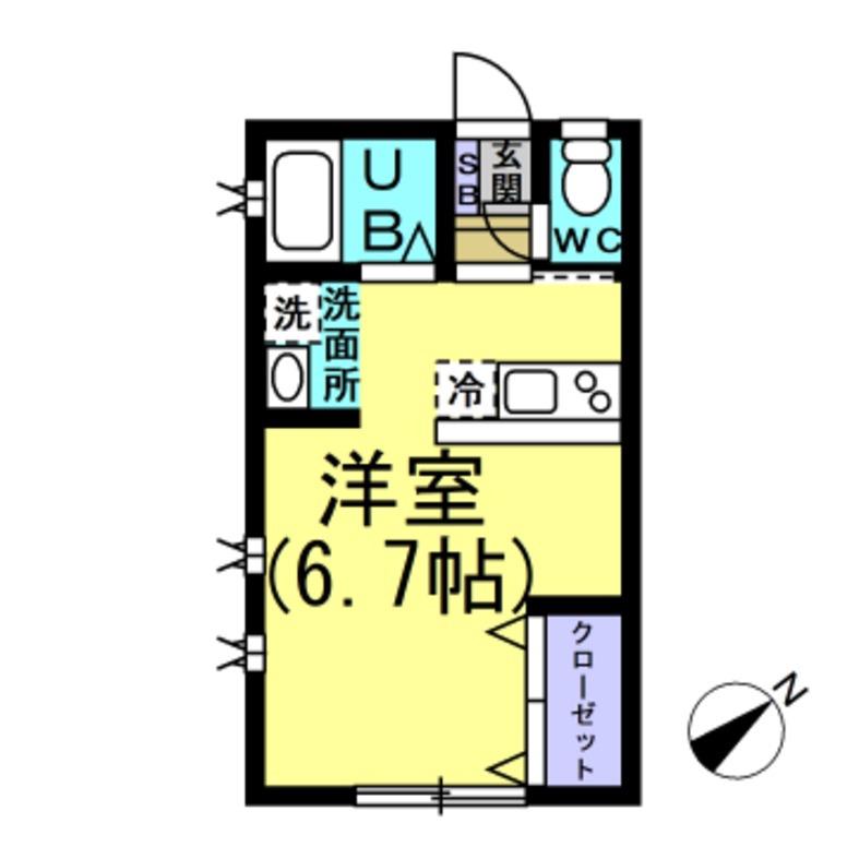 EHOUSE(ワンルーム/2階)の間取り写真
