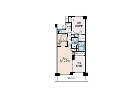 ステージ山手台ウエスト一番館(2LDK/6階)の間取り写真