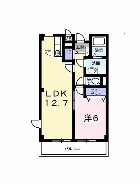 リフティ白水(1LDK/1階)の間取り写真