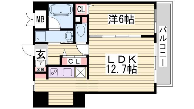 MONTE LUCE 甲南(1LDK/6階)の間取り写真