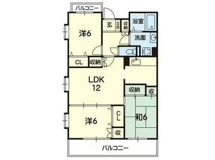 ノーブルハウス熊本(3LDK/7階)の間取り写真