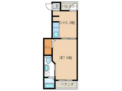 アンダーレ(1DK/1階)の間取り写真