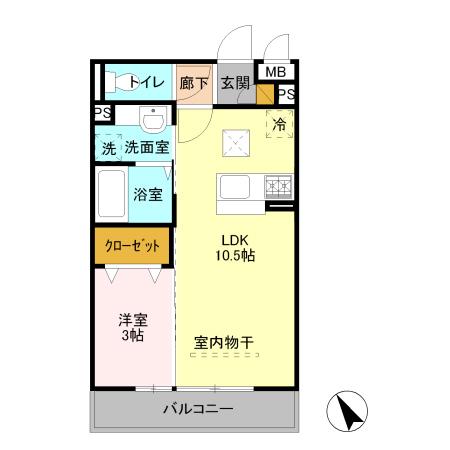 ラ フォンテ(1LDK/1階)の間取り写真