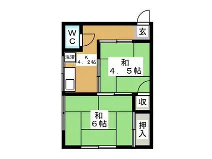 鈴木荘(2K/2階)の間取り写真