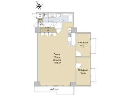 朝日動坂マンション(2LDK/4階)の間取り写真
