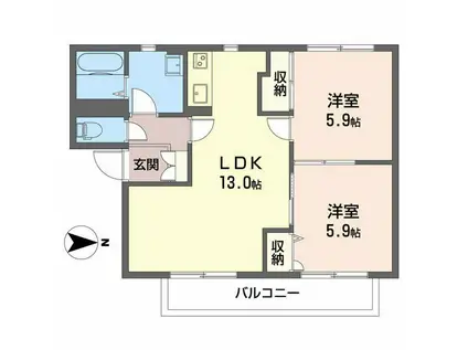 マグスペース B(2LDK/1階)の間取り写真