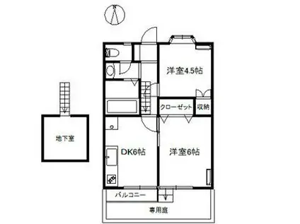 カメリア(2DK/1階)の間取り写真