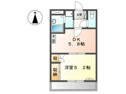 フェリシア(1DK/1階)の間取り写真